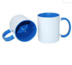 12 Mugs imprimés Cylindriques Bicolores